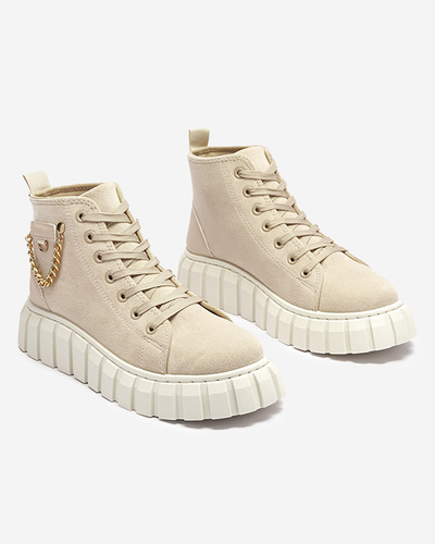 Bottes de sport lacées pour femmes crème avec embellissements Tamti - Chaussures