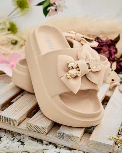 Royalfashion Tongs en caoutchouc pour femme avec nœud décoratif Apis