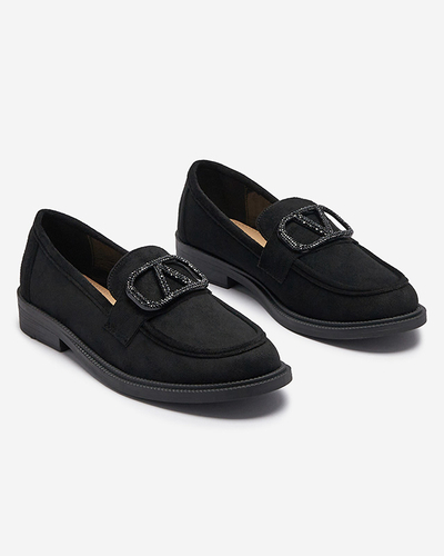 Mocassins noirs pour femmes avec ornement Fogras- Footwear