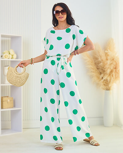 Royalfashion Ensemble vert et blanc pour femme