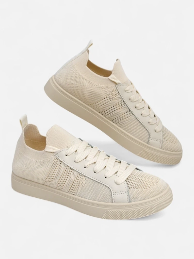 Baskets beiges Damiani – baskets légères en tissu/cuir écologique pour l'été