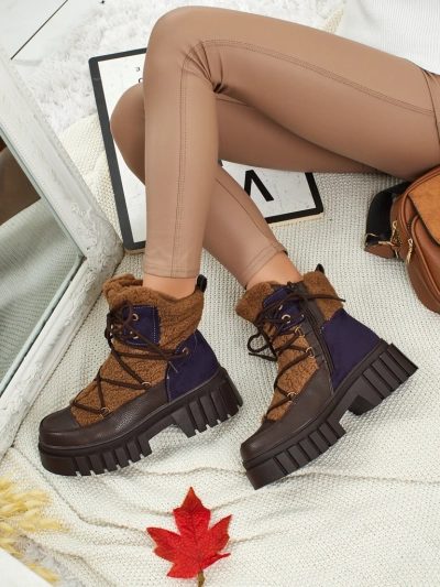 Bottines worker pour femmes avec fourrure Cindora