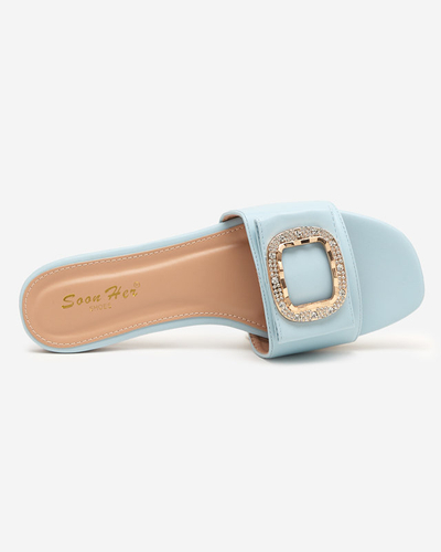 Babouches bleues pour femmes avec un ornement en zircon cubique Iteria - Footwear