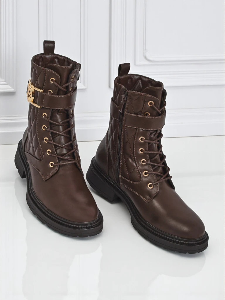 Bottines matelassées pour femmes en cuir écologique Sable Rose