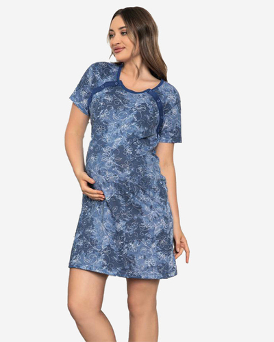 Chemise de nuit de maternité et d'allaitement bleu marine à fleurs - Vêtements