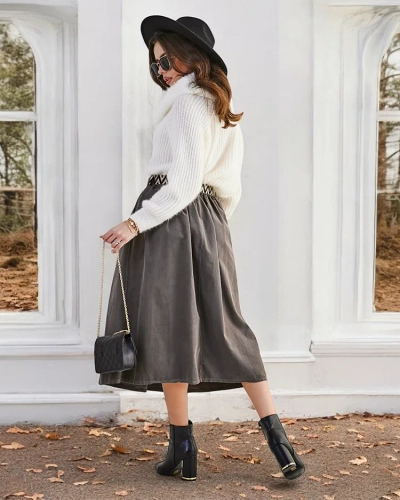 Jupe midi pour femmes de Royalfashion en corduroy