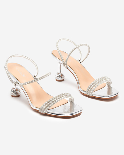 Pantoufles laquées argentées à talons bas Lakopi - Footwear