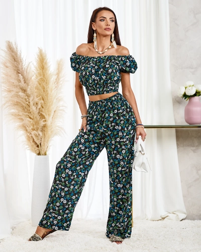 Royalfashion Ensemble floral deux pièces pour femmes