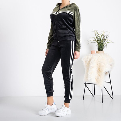 Ensemble de survêtement femme noir et vert à rayures - Vêtements