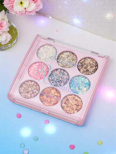 Palette de 9 ombres à paupières pailletées
