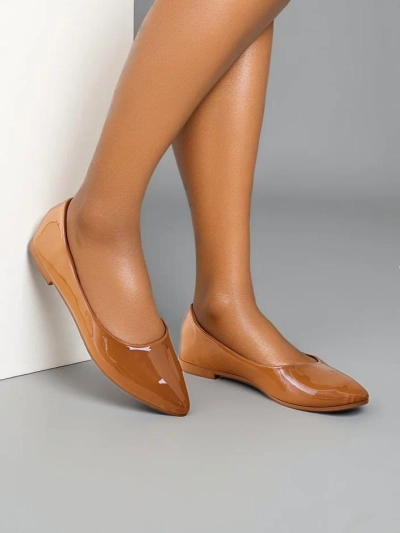 Royalfashion Chaussures ballerines en cuir verni pour femmes Aramiese