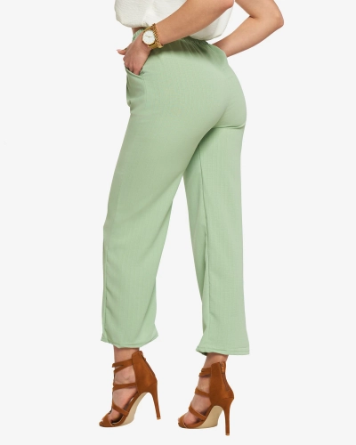 Pantalon large en tissu pour femme vert - Vêtements