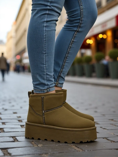 Royalfashion Bottines courtes style bottes de neige pour femmes Wiebi