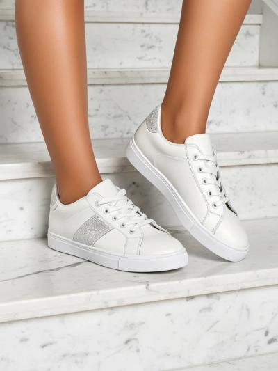 Luminosa Sneakers Blanches en Cuir Écologique