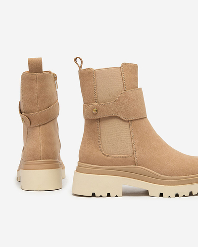 Royalfashion Bottes pour femme beige avec lanière décorative Doasa