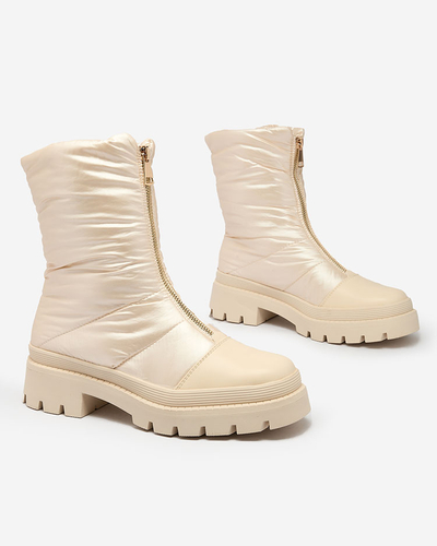 Royalfashion Bottes à talons plats Tainve Beige pour femmes