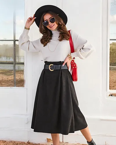 Jupe midi femme Royalfashion a' la suédine