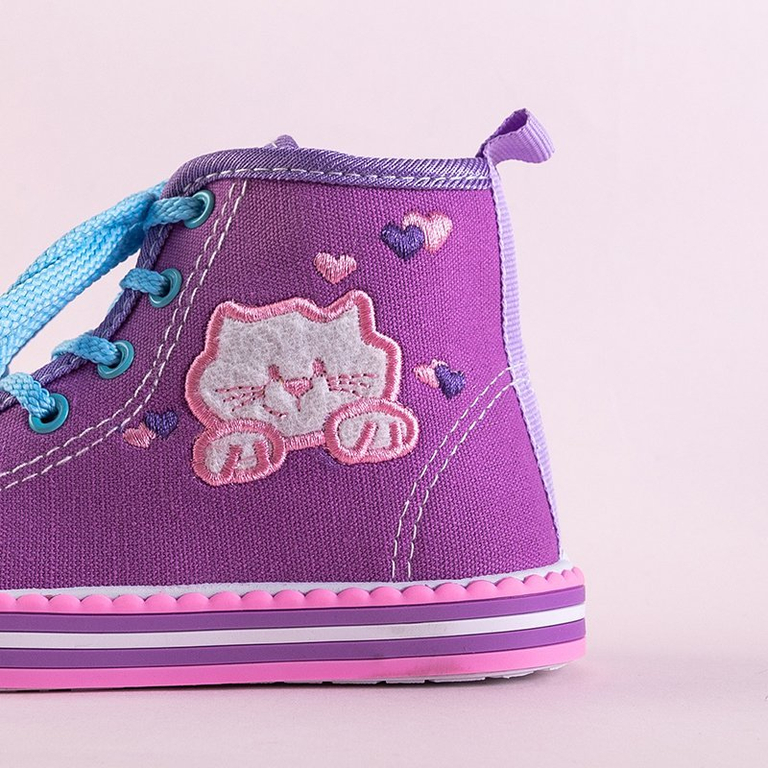 OUTLET Baskets enfant violettes avec décorations Winkes - Chaussures