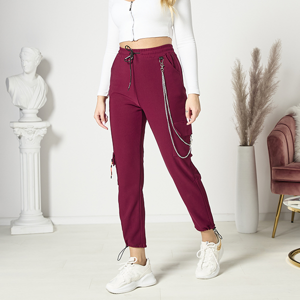 Pantalon de combat marron pour femme avec chaîne- Vêtements