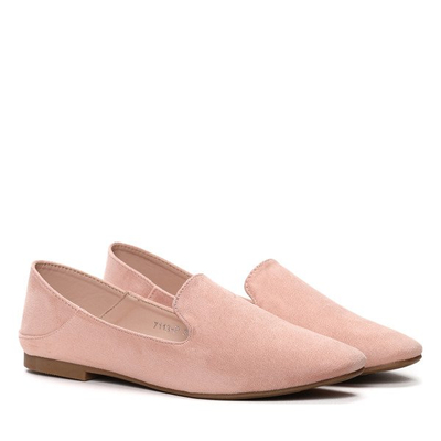 Różowe, gładkie mokasyny- Obuwie