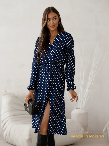 Robe midi pour femmes à pois Midnight Bloom