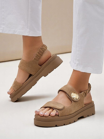 Sandales pour femmes Royalfashion Callisto marron cuir écologique plateforme