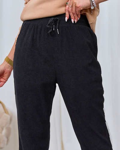 Royalfashion Pantalon en velours côtelé noir pour femme