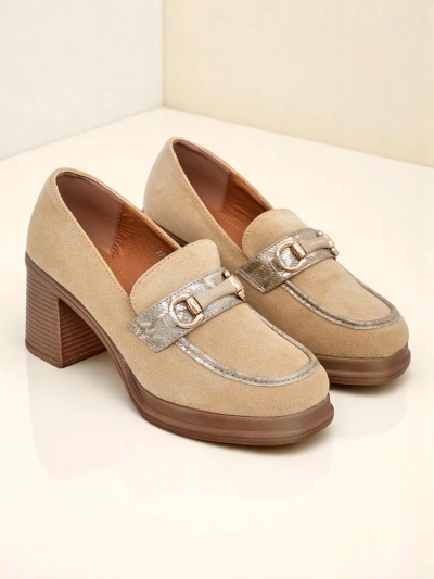 Royalfashion Mocassins à talon carré pour femmes Apareus