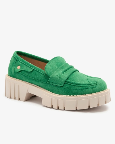 Eco suede green moccasins for women Siherta- Footwear