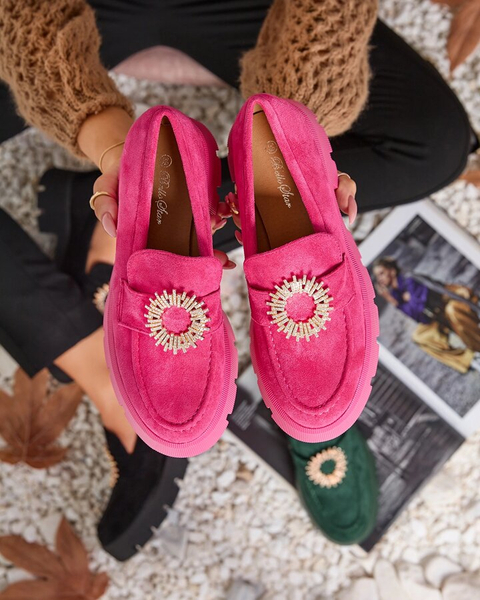 Royalfashion Mocassins en éco-daim pour femme Fuchsia Likoki