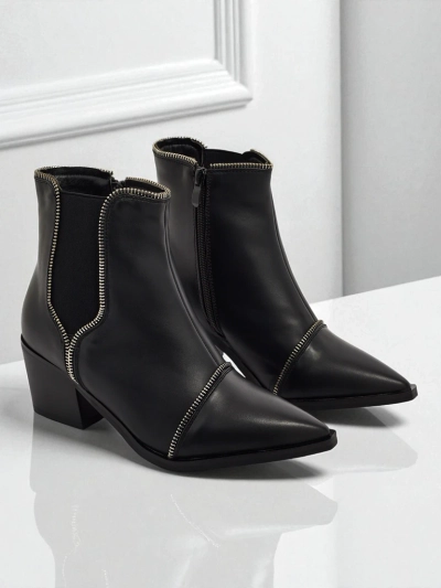 Bottines femme en cuir écologique à talon bloc Omen Glade