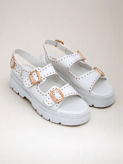 Royalfashion Sandales pour femmes à semelle épaisse avec strass Rocky Chic