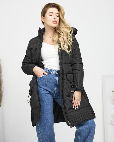 Veste d'hiver matelassée noire pour femme - Vêtements