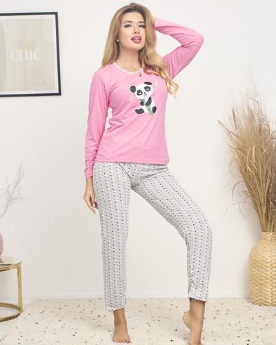Pyjama femme rose avec un panda - Vêtements