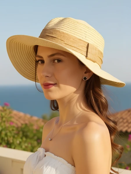 Royalfashion Chapeau de paille pour femme Ruban Whisper