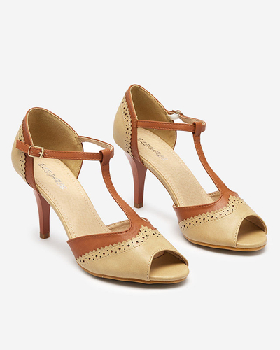OUTLET Escarpins femme beige et camel à découpes Shally - Souliers