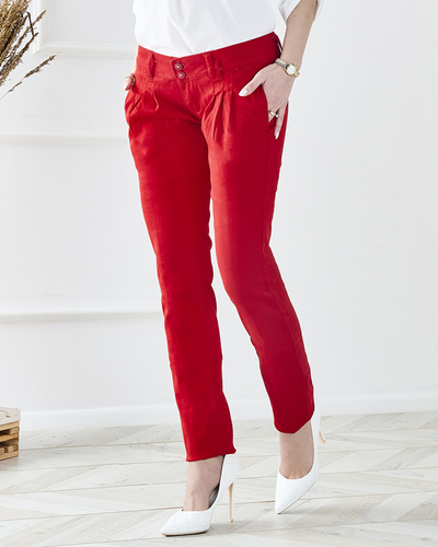 Pantalon taille basse pour femmes en tissu rouge - Vêtements