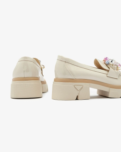Mocassins beige laqué pour femmes Geloppa- Footwear