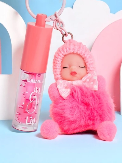 Gloss à lèvres pour enfants avec poupée Rose Foncé