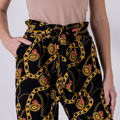 Pantalon femme noir avec imprimé - Vêtements