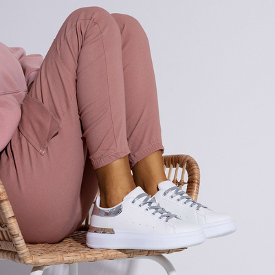 Chaussures de sport femme Pamelia blanches et argentées - Vêtements