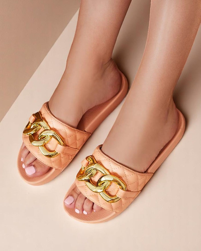 Sandales matelassées corail pour femme avec chaîne dorée Eteris - Footwear