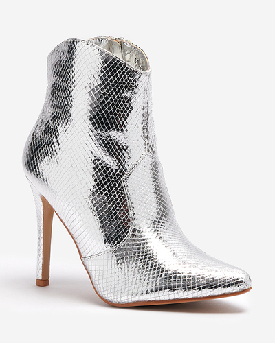 Bottes à talons aiguilles argentées avec gaufrage Meshlia - Chaussures
