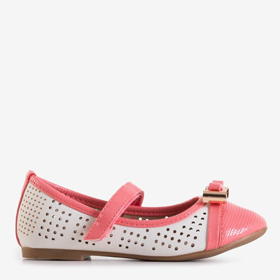 Ballerines fille blanc et corail avec nœud Aitana - Chaussures