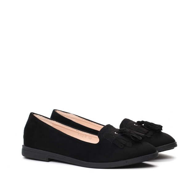Czarne mokasyny z frędzlami Fritza- Obuwie