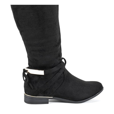 Bottes en éco-suède noir avec décor Cléopâtre doré - Footwear