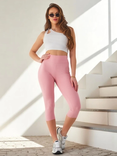 Royalfashion Leggings 3/4 en coton côtelés pour femmes