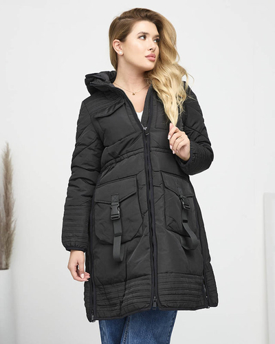 Veste d'hiver matelassée noire pour femme - Vêtements