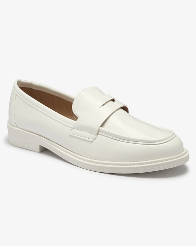 Mocassins blancs pour femme en cuir écologique Zibom- Footwear