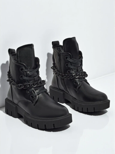 Bottines lacées pour femmes en cuir écologique Anviq